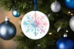 Snow Flake Christmas Round Cute Ornament Sublimation Product Image 4