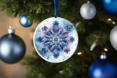 Snow Flake Christmas Round Cute Ornament Sublimation Product Image 4