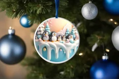 Christmas Round Cute Animal Ornament Sublimation Product Image 4