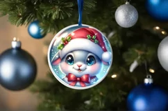 Shiny Bunny Face Round Ornament Sublimation PNG Product Image 3