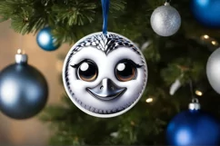 Shiny Swan Face Round Ornament Sublimation PNG Product Image 3