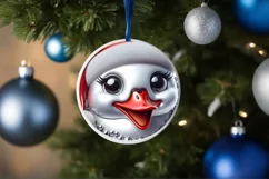 Shiny Swan Face Round Ornament Sublimation PNG Product Image 1