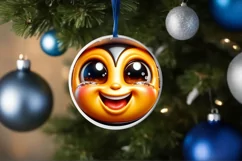 Shiny Bee Face Round Ornament Sublimation PNG Product Image 3