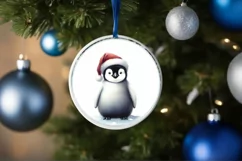 Round Christmas Ornament with Penguin PNG Product Image 4