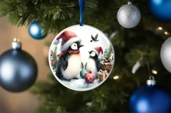 Round Christmas Ornament with Penguin PNG Product Image 4