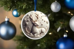3D Marzipan Christmas Deer Ornament PNG Product Image 4