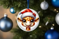 Shiny Giraffe Face Round Ornament Sublimation PNG Product Image 3