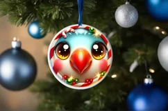 Shiny Parrot Face Round Ornament Sublimation PNG Product Image 3