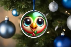 Shiny Parrot Face Round Ornament Sublimation PNG Product Image 3