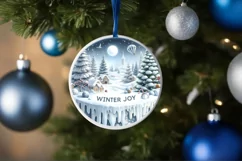 3D Winter Scene with Penguin Sublimation PNG Product Image 1