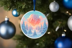 Detailed Winter Christmas Candy Round Ornament Sublimation Product Image 4