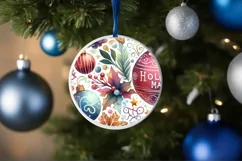 Detailed Winter Christmas Candy Round Ornament Sublimation Product Image 1