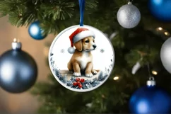 Dog Winter Round Sticker Sublimation PNG Product Image 4