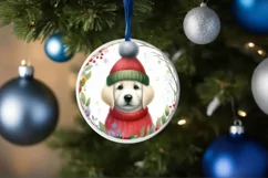 Watercolor Christmas Dog Ornament Product Image 4