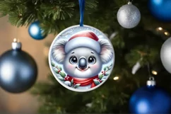 Shiny Koala Face Round Ornament Sublimation PNG Product Image 3