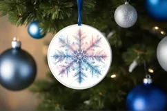 Snow Flake Christmas Round Cute Ornament Sublimation Product Image 4