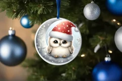 Cute Watercolor Christmas Baby Owl Ornament Product Image 4