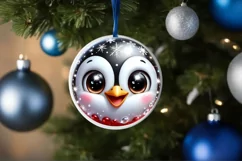 Shiny Christmas Penguin Ornament Sublimation PNG Product Image 3