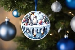 Watercolor Christmas Penguins Ornament Product Image 1