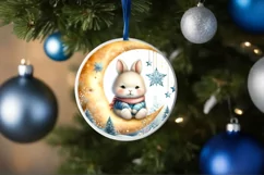 Vintage Baby Rabbit on Moon Sublimation PNG Product Image 4