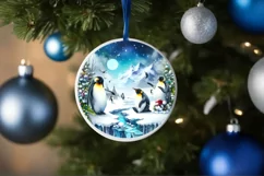 3D Winter Scene with Penguins Sublimation PNG Product Image 1
