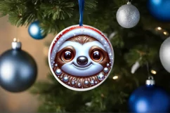 Shiny Sloth Face Round Ornament Sublimation PNG Product Image 3