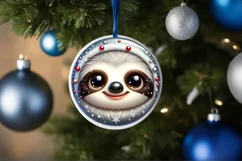 Shiny Sloth Face Round Ornament Sublimation PNG Product Image 3
