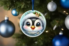 Shiny Christmas Penguin Ornament Sublimation PNG Product Image 3