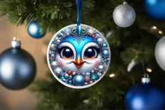 Shiny Peacock Face Round Ornament Sublimation PNG Product Image 1