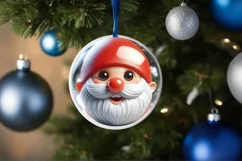 Shiny Gnome Face Round Ornament Sublimation PNG Product Image 3