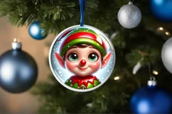 Shiny Elf Face Round Ornament Sublimation PNG Product Image 3