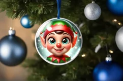 Shiny Elf Face Round Ornament Sublimation PNG Product Image 1