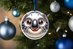 Shiny Koala Face Round Ornament Sublimation PNG Product Image 3