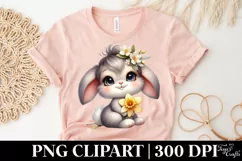 Easter Bunny Girl Egg Flower, Clipart |T-shirt, Mug PNG Product Image 5