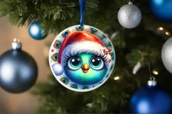 Shiny Peacock Face Round Ornament Sublimation PNG Product Image 3