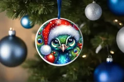 Shiny Peacock Face Round Ornament Sublimation PNG Product Image 3