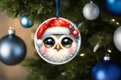 Shiny Owl Face Round Ornament Sublimation PNG Product Image 3