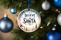 Believe in Santa Christmas Round Cute Ornament Product Image 4