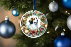 Christmas Dog Round Ornament Sublimation PNG Product Image 4