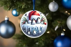 3D Winter Scene with Penguins Sublimation PNG Product Image 4