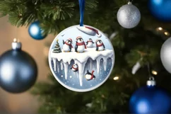 3D Winter Scene with Penguins Sublimation PNG Product Image 4