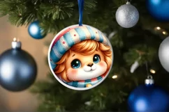 Winter Baby Lion with Gift Box Sublimation PNG Product Image 4