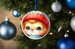 Winter Baby Lion with Gift Box Sublimation PNG Product Image 4