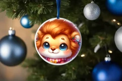 Winter Baby Lion with Gift Box Sublimation PNG Product Image 1