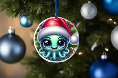 Shiny Octopus Face Round Ornament Sublimation PNG Product Image 1
