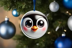 Shiny Penguin Face Round Ornament Sublimation PNG Product Image 1