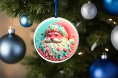 Pastel Christmas Santa with Depth Sublimation PNG Product Image 4