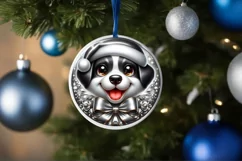 Shiny Puppy Face Round Ornament Sublimation PNG Product Image 1