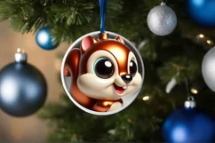 Shiny Christmas Squirrel Ornament Sublimation PNG Product Image 1