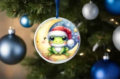 Santa Hat Baby Frog Ornament Sublimation PNG Product Image 4
